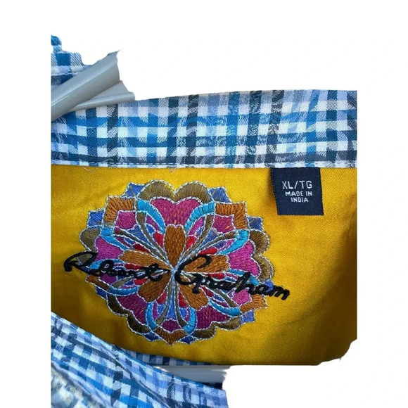 Robert Graham Men's Blue Plaid Pattern Long Sleeves Button Down Shirt Size XL - Picture 7 of 8